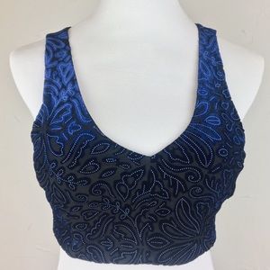 LF Millau Navy Blue Velvet crop top